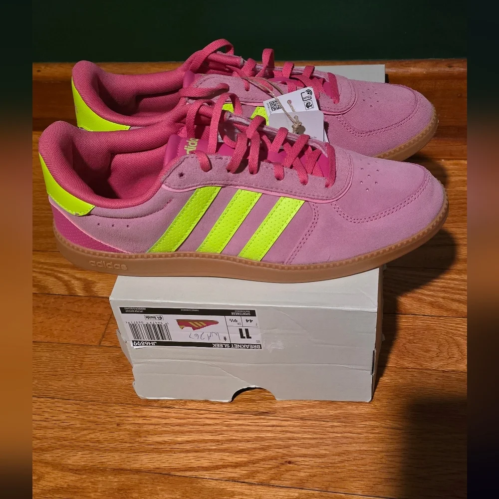 adidas Breaknet Women's Sneakers Size 11 Pink and Neon Green Brand New In Box